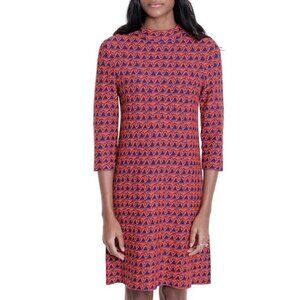Issa London Geometric Knit Sailboat‎ Dress Sz M Nautical Orange Red